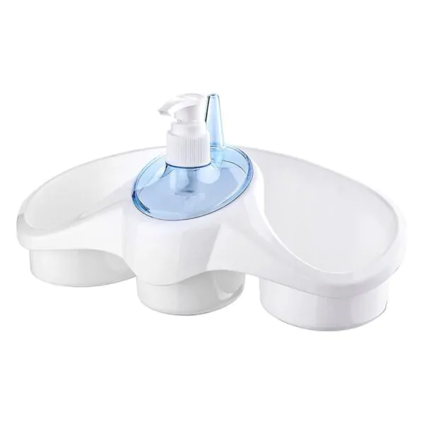 3-in-1 Plastic Dish Soap Dispenser With Sponge Holder - Image 4