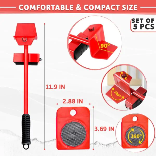 Heavy Duty Appliance Rollers Lifting Tool 220 Lbs Moving Sliders for Heavy Furniture - Image 4