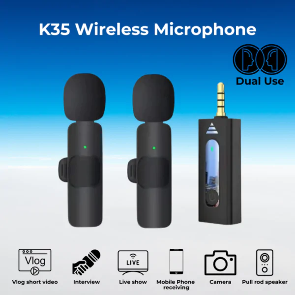 Double 2pcs K35 Wireless Collar Microphone - Image 2