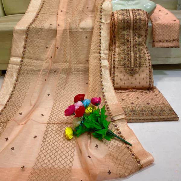 Khadi Net 2-Piece Suits Shirt and Dupatta