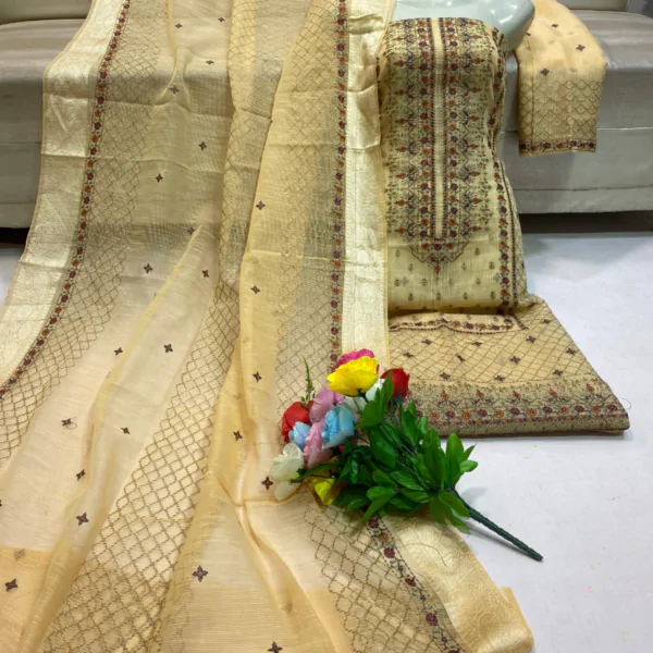 Khadi Net 2-Piece Suits Shirt and Dupatta - Image 5