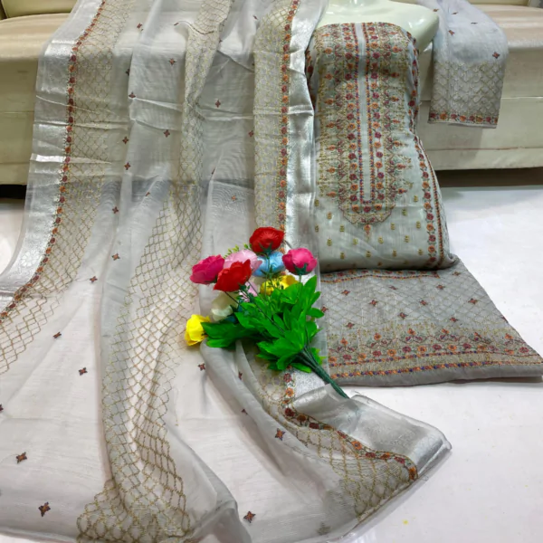 Khadi Net 2-Piece Suits Shirt and Dupatta - Image 2