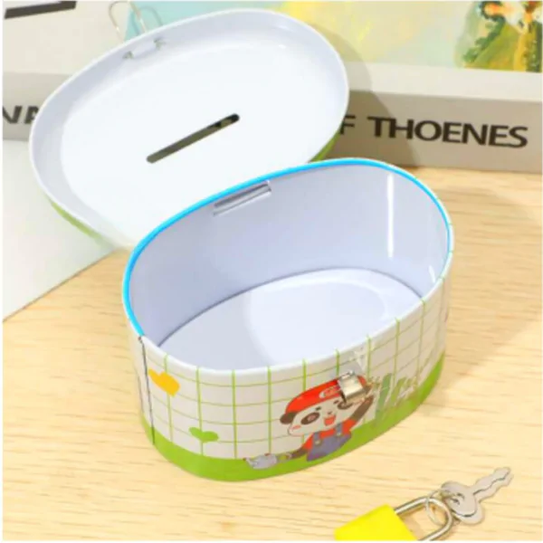 Metal Oval Shape Money Coin Box - Image 2