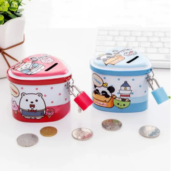 Metallic Heart Shape Mini Coin Money Box - Image 4