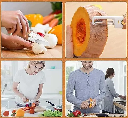 2-in-1 Stainless Steel Fruit, Potato Peeler with Knife - Image 2