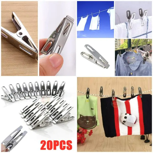 ClipMaster: Pack of 20pc Metal Laundry Clips Set - Image 5