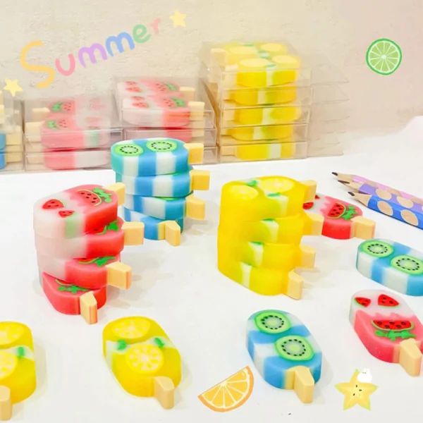 Pack of 2pc Popsicle Ice Cream Eraser Set - Image 2