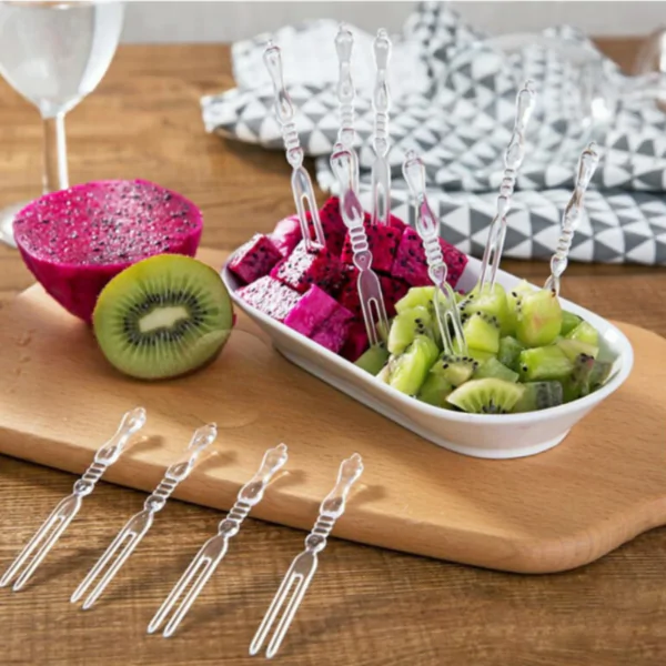 ClearBite: Pack of 50pcs Transparent Fruit Fork Set - Image 5