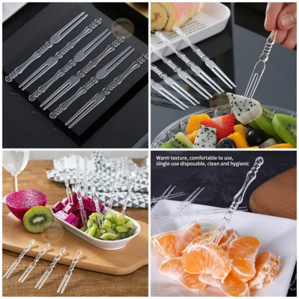 ClearBite: Pack of 50pcs Transparent Fruit Fork Set