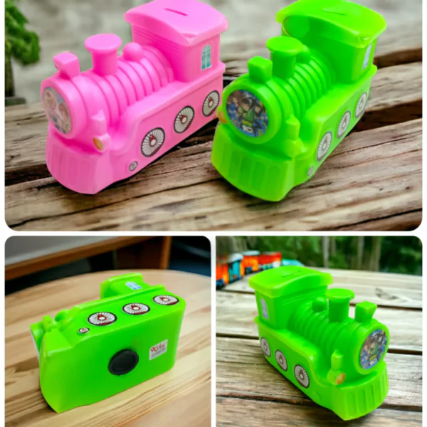 Plastic Train Shape Money Coin Box