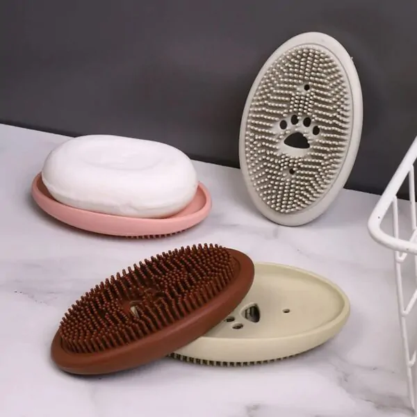 SudsSaver: Silicone 2-in-1 Soap Dish & Brush