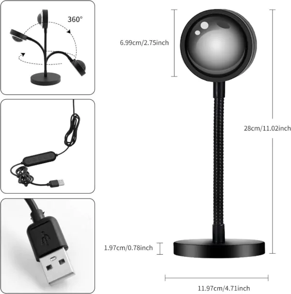 Sunset Projector Lamp USB Operate with RGB Wireless Remote - Image 2