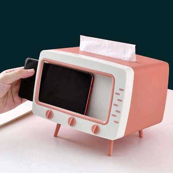 Cute Creative TV Shaped Tissue Box and Mobile Holder - Image 3