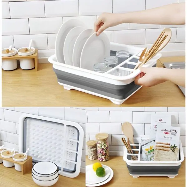 FlexiDry: Foldable Silicone Kitchen Dish Plate Rack - Image 2