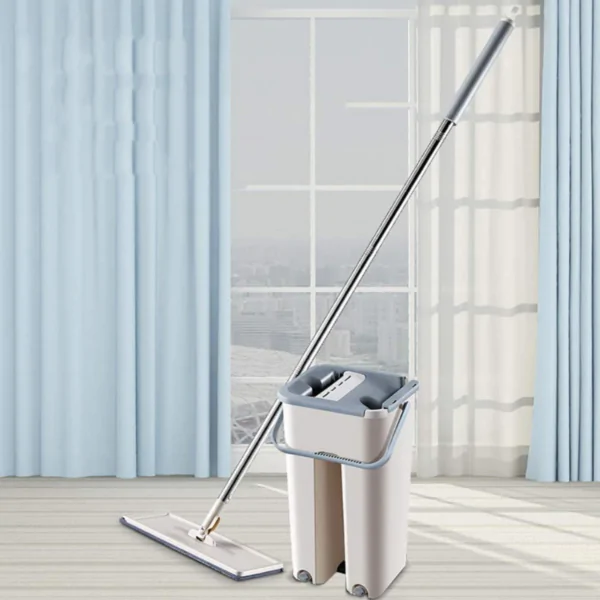 SqueezeShine: Squeeze Microfiber Flat Mop with Bucket